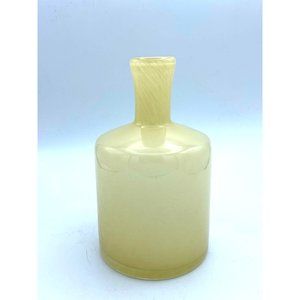 Handblown Art Glass Round Yellow Vase, Diffuser, Small Mouth Aromatherapy Bottle